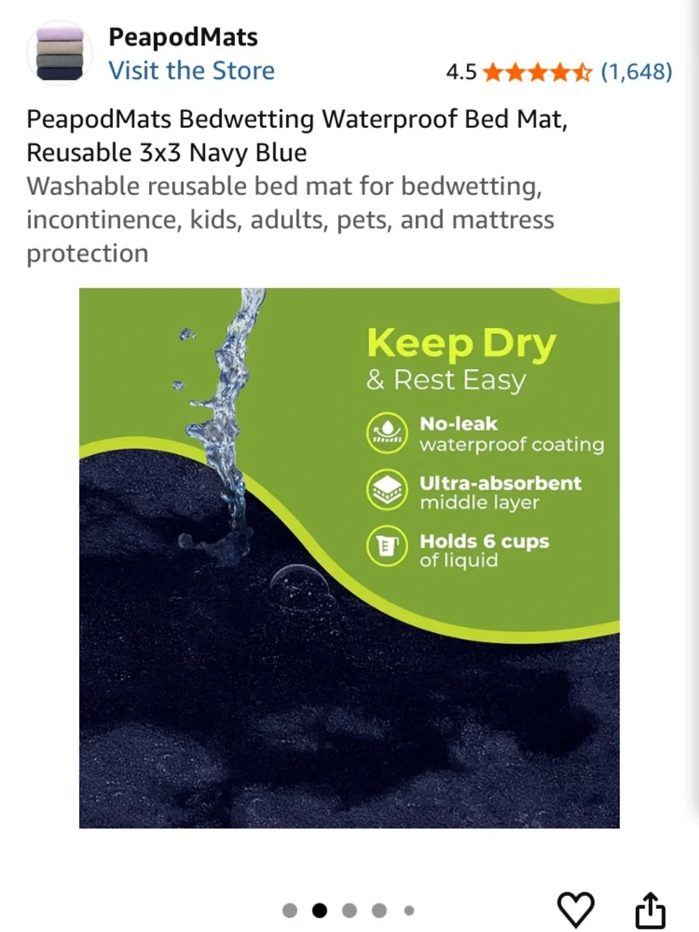Waterproof Mattress Protector Pad - Navy Blue